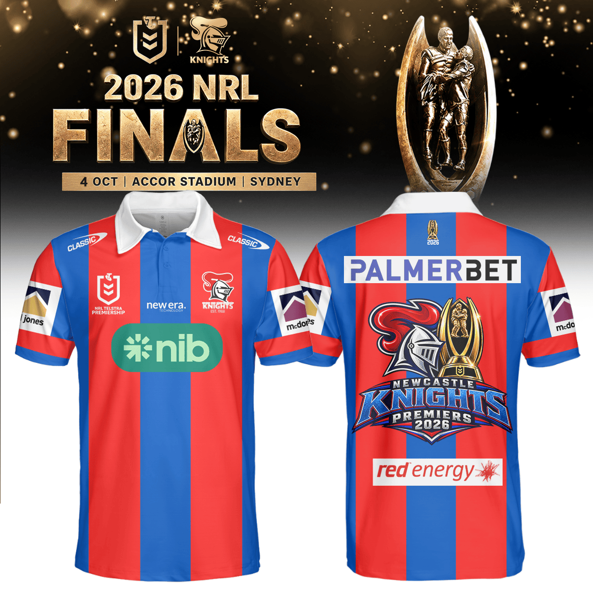 Newcastle Knights NRL Premiers 2026 Polo Shirt Newcastle Knights Merch Rugby Fan Gifts - Foxy23shop