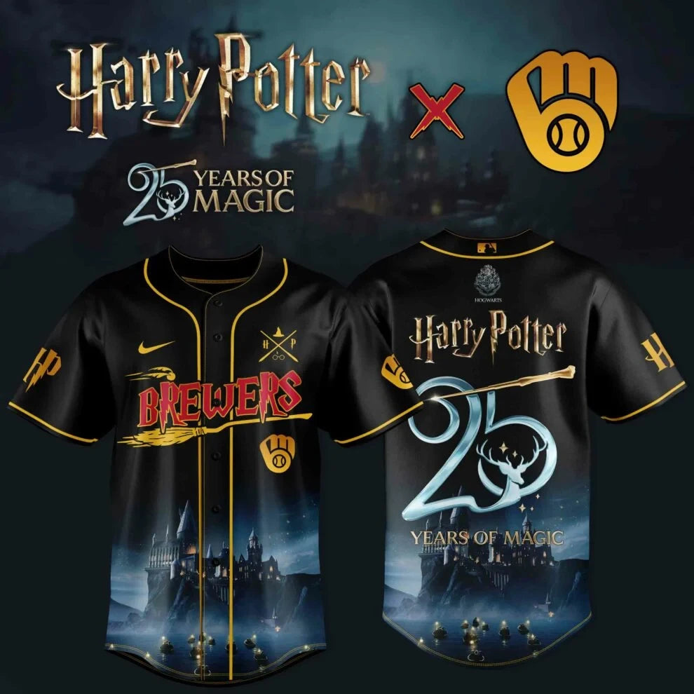 Milwaukee Brewers X Harry Potter 25 Years Of Magic Jersey Milwaukee Brewers Merch Gifts For Potterheads - Foxy23shop