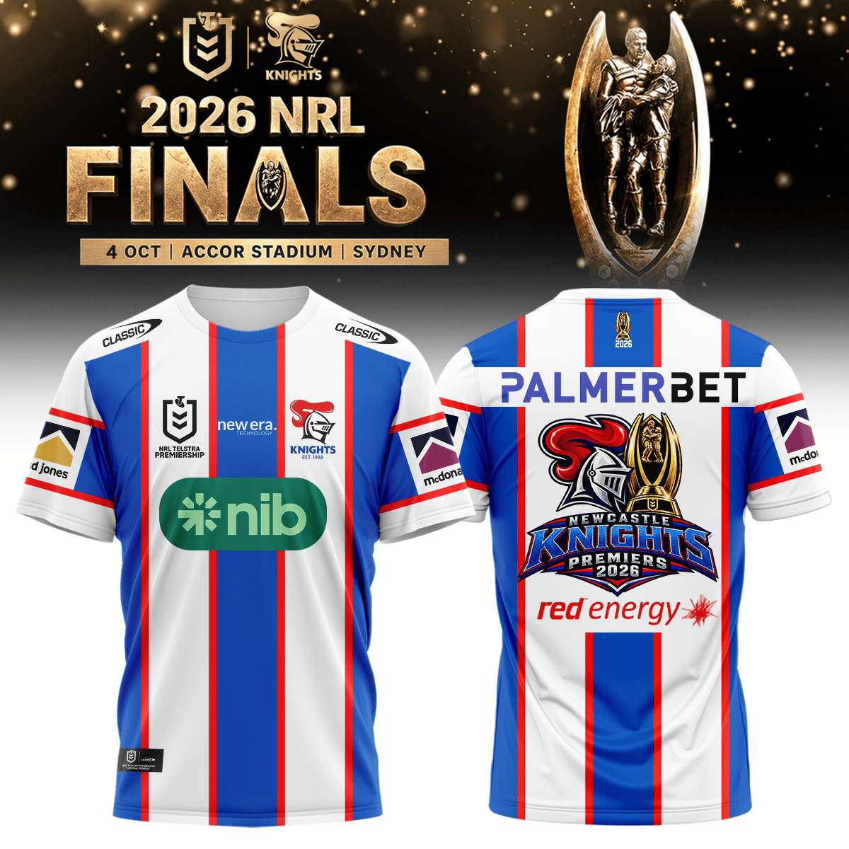 Newcastle Knights NRL Premiers 2026 T-Shirt Newcastle Knights Clothes Gift Idea For Rugby Fans - Foxy23shop