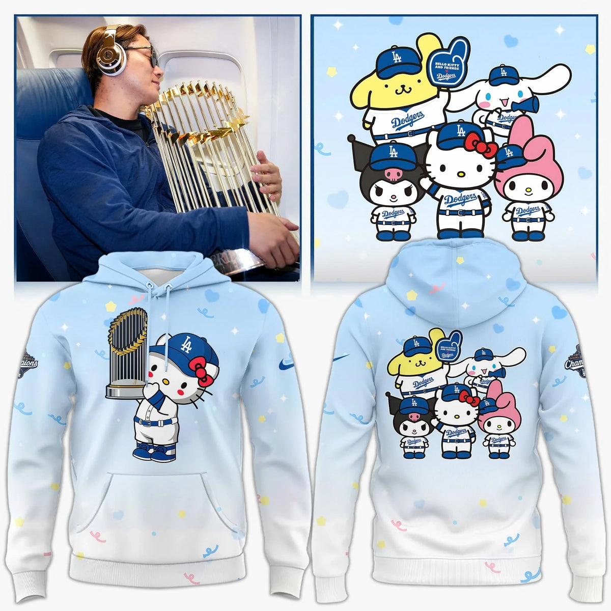 Hello Kitty x Dodgers Hoodie Dodgers Unique Gift For Baseball Lovers - Foxy23shop