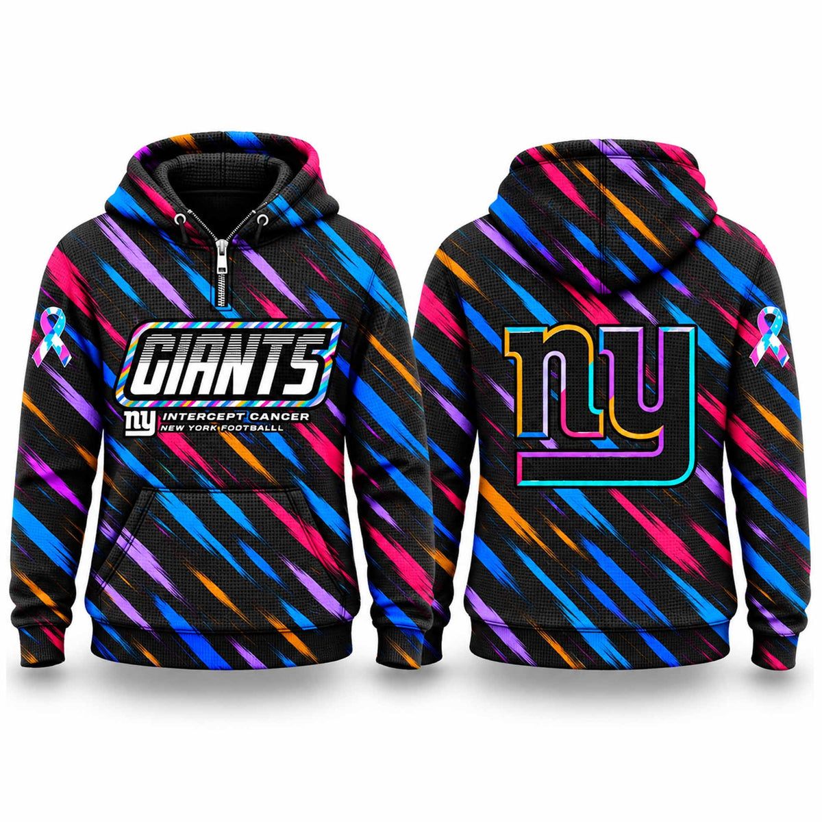 New York Giants Football 2026 Crucial Catch Half Zip Hoodie New York Giants Hooded Sweatshirt - Foxy23shop