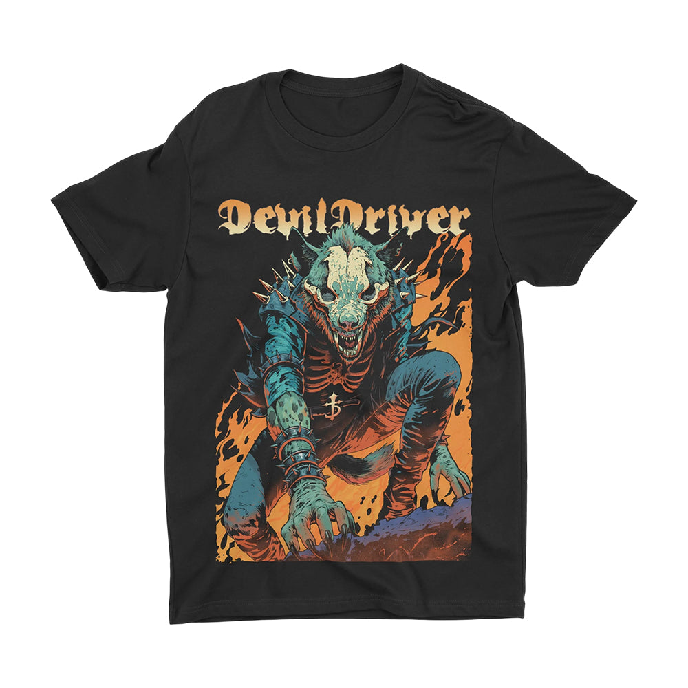 Night Shift Merch DevilDriver Fire Hyena T-Shirt Presents For Music Lovers