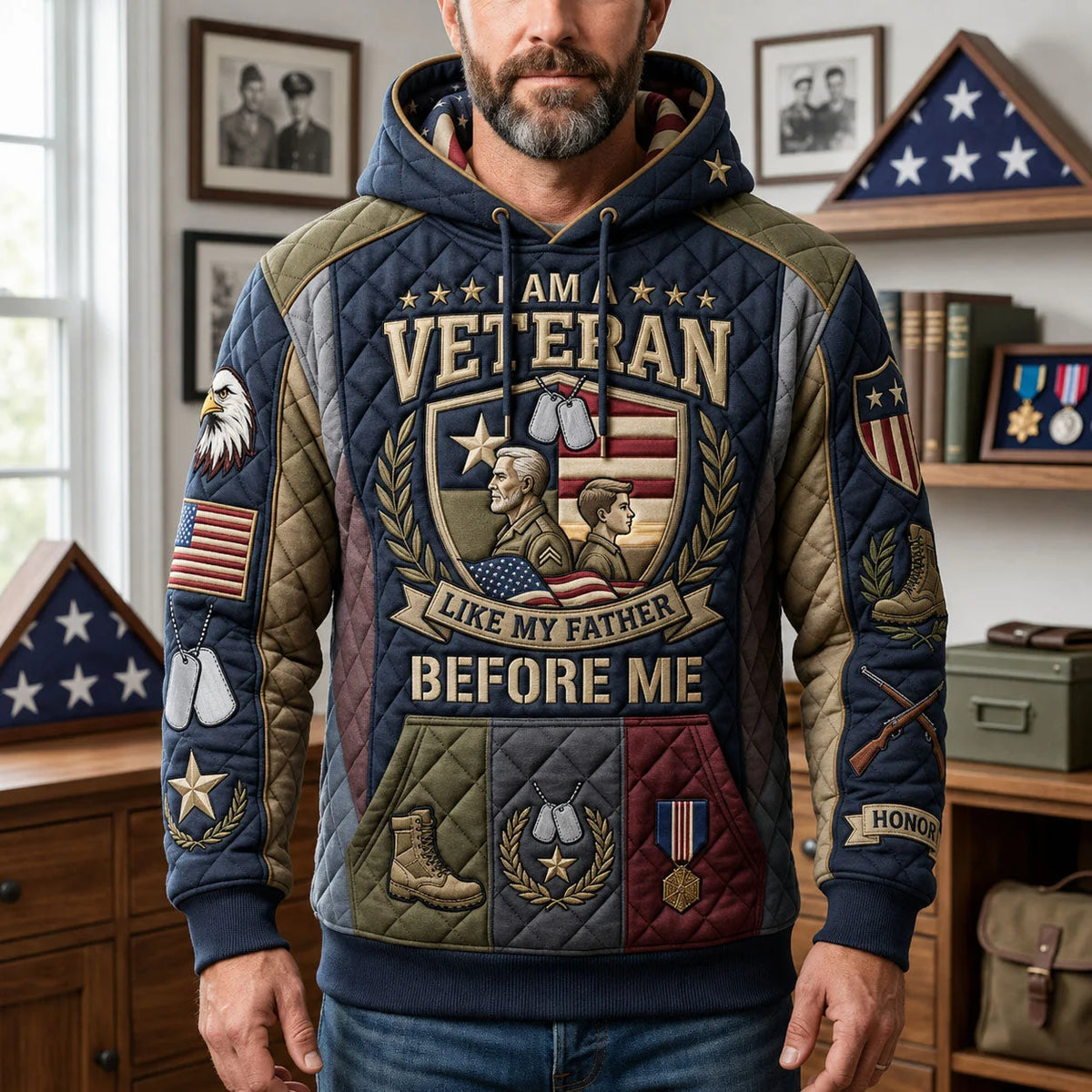 I Am A Veteran Like My Father Hoodie Veteran Clothing Unique Gift For Father