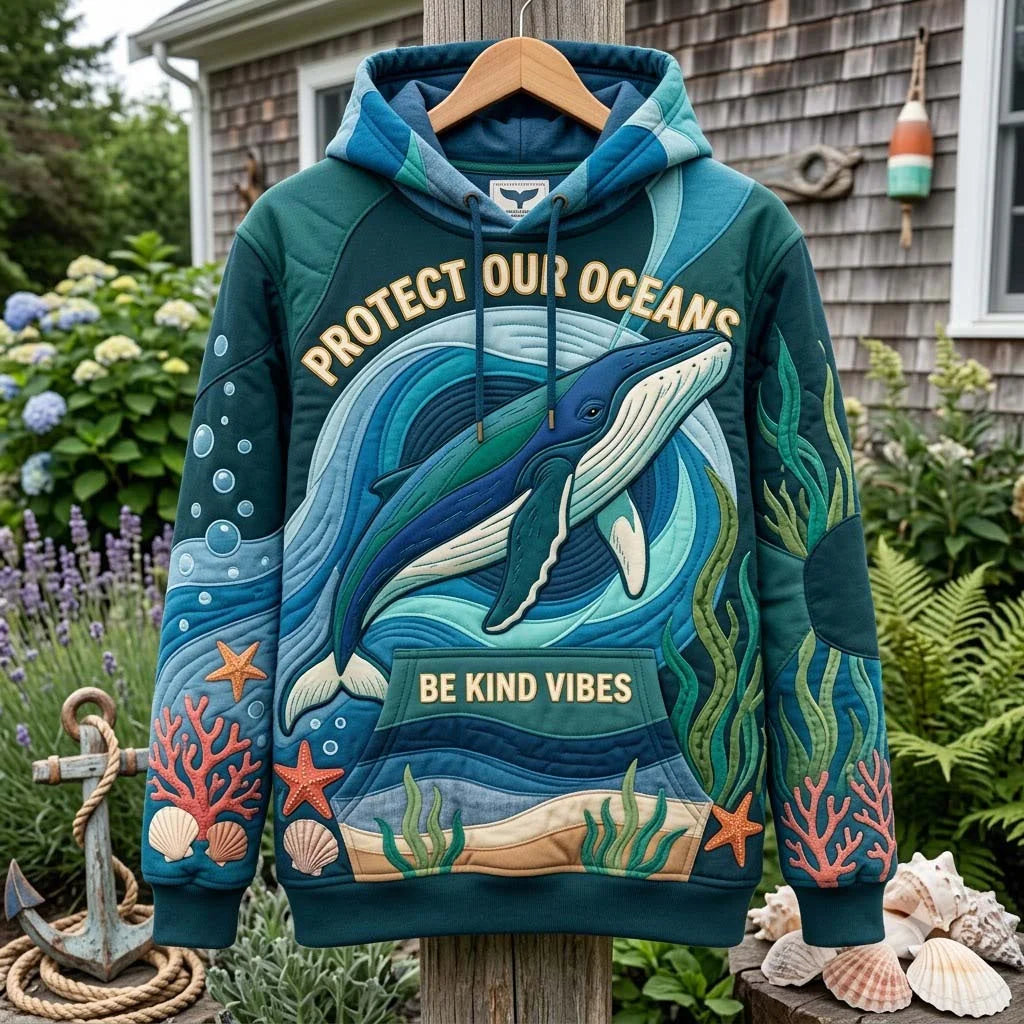 Whale Ocean Sanctuary Hoodie Marine Life Hooded Sweatshirt Gift For Sister
