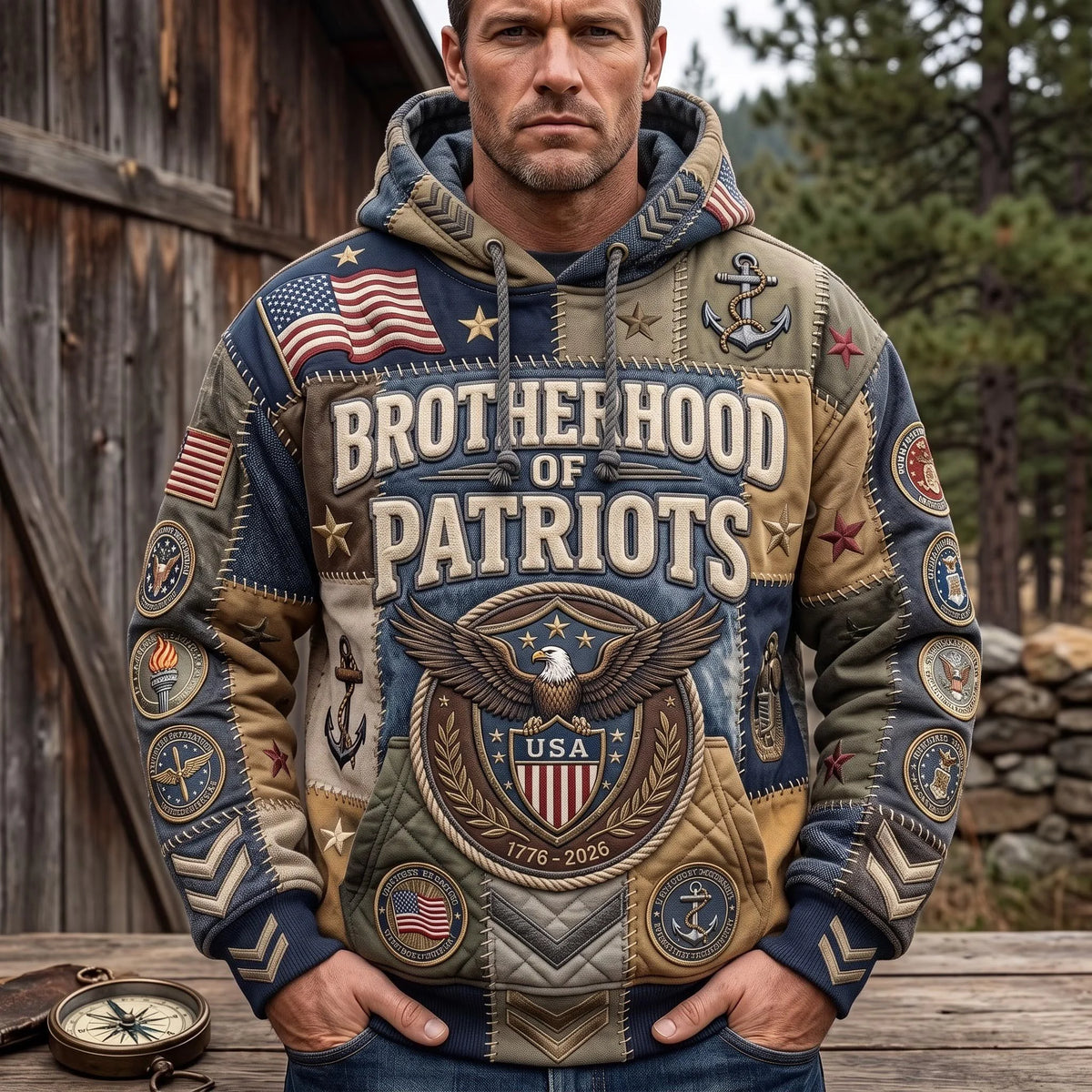 USA 250Th Anniversary 1776 2026 Eagle Hoodie Patriotic Apparel Gift For Husband