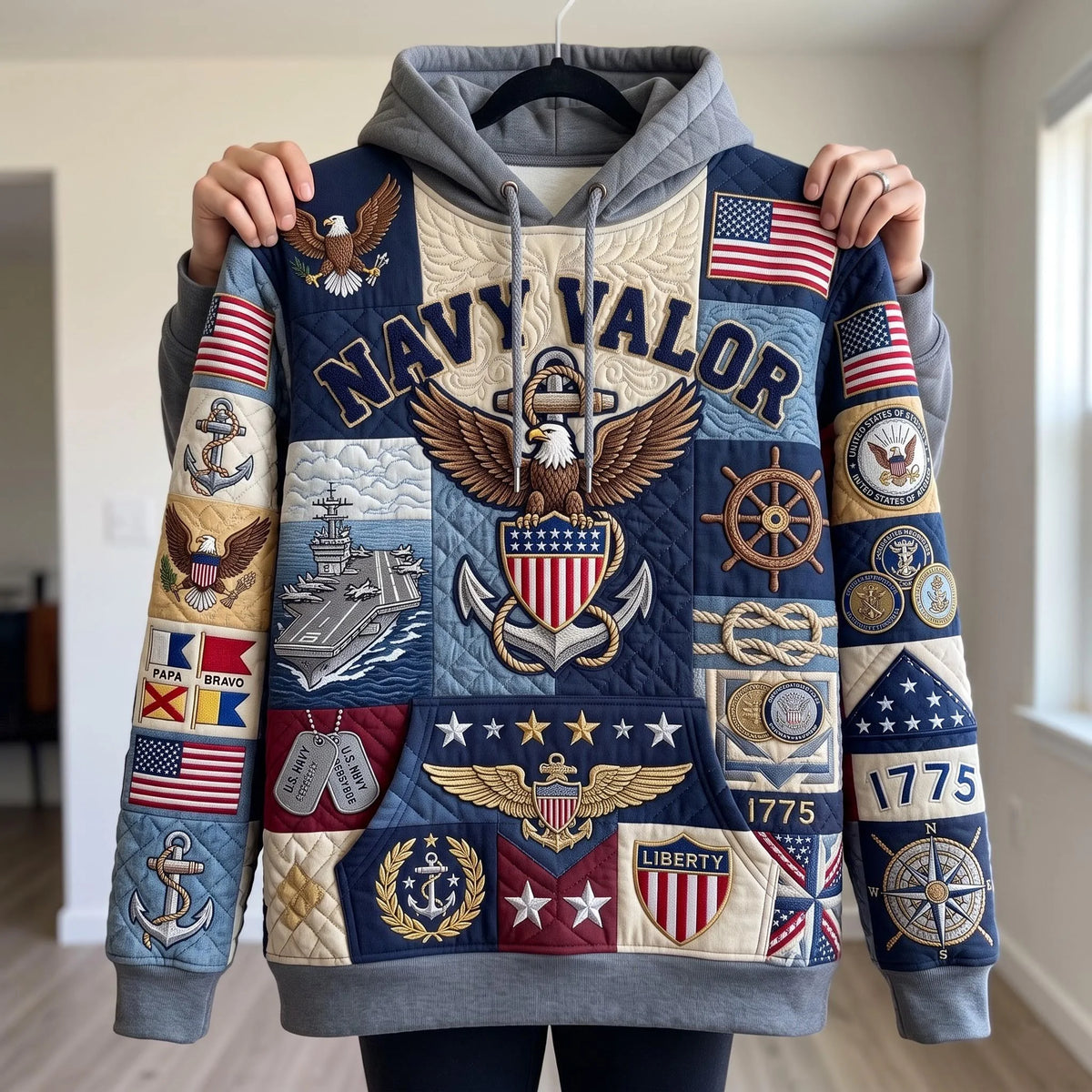 US Navy Veteran Eagle Hoodie Navy Force Clothing Patriotic Gift For Husband