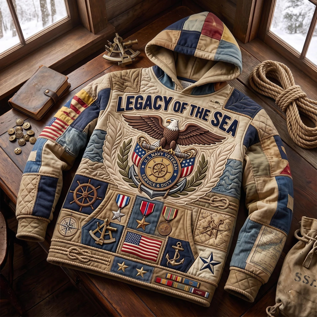 US Navy Veteran Hoodie Legacy Of The Sea Clothing Navy Gift For Him