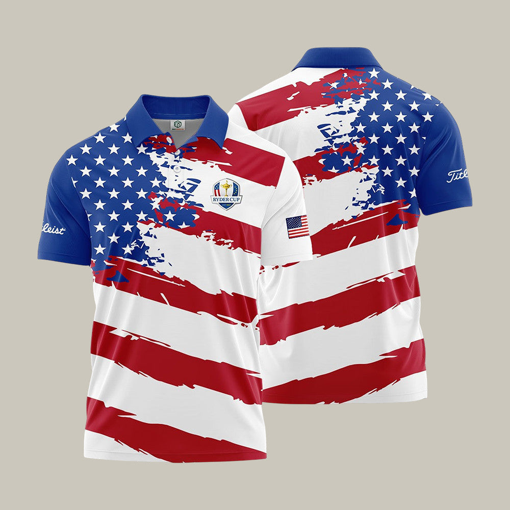 Ryder Cup USA Golf Polo Shirt American Flag Golf Clothes Cool Gift For Dad Birthday - Foxy23shop
