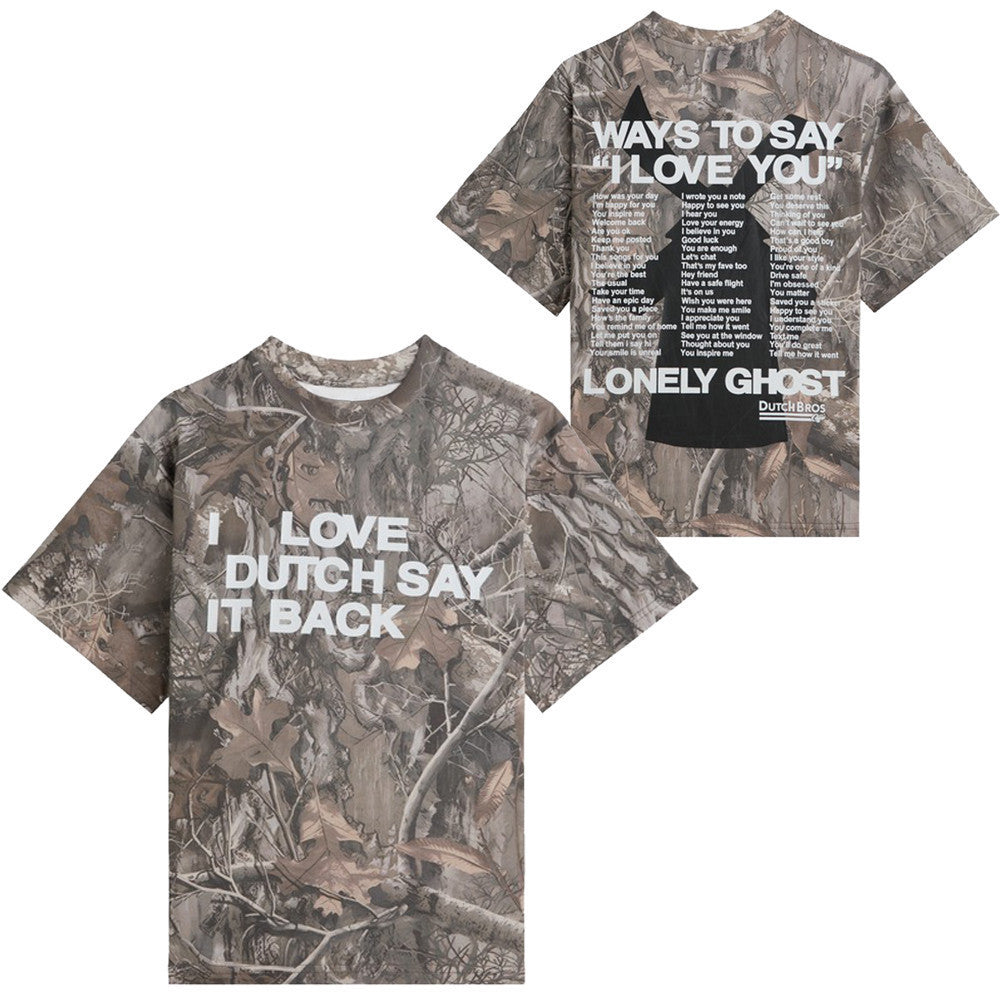 Dutch Bros Lonely Ghost Merch Camo T-Shirt I Love Dutch Say It Back Unique Gifts For Friends - Foxy23shop