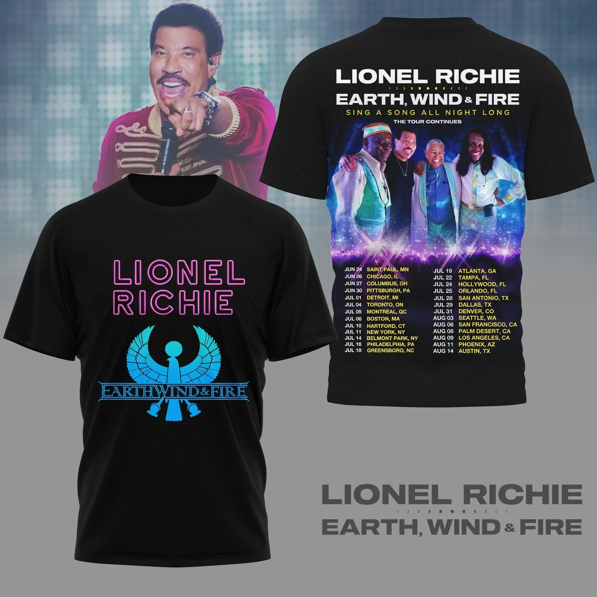 Lionel Richie Earth Win Fire Merch Sing A Song All Night Long T-Shirt Best Gift For Music Lovers - Foxy23shop