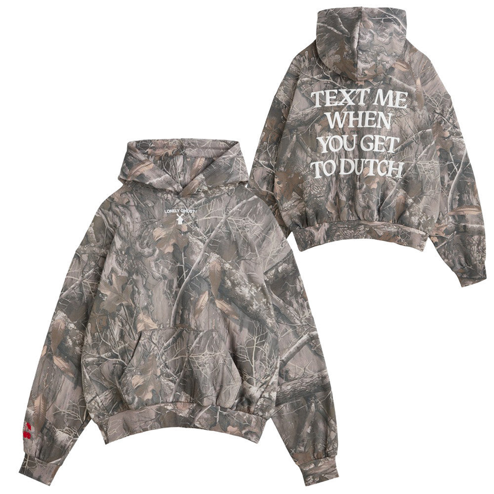 Dutch Bros Lonely Ghost Merch Camo Hoodie Text Me When You Get To Dutch Apparel Friends Gifts - Foxy23shop