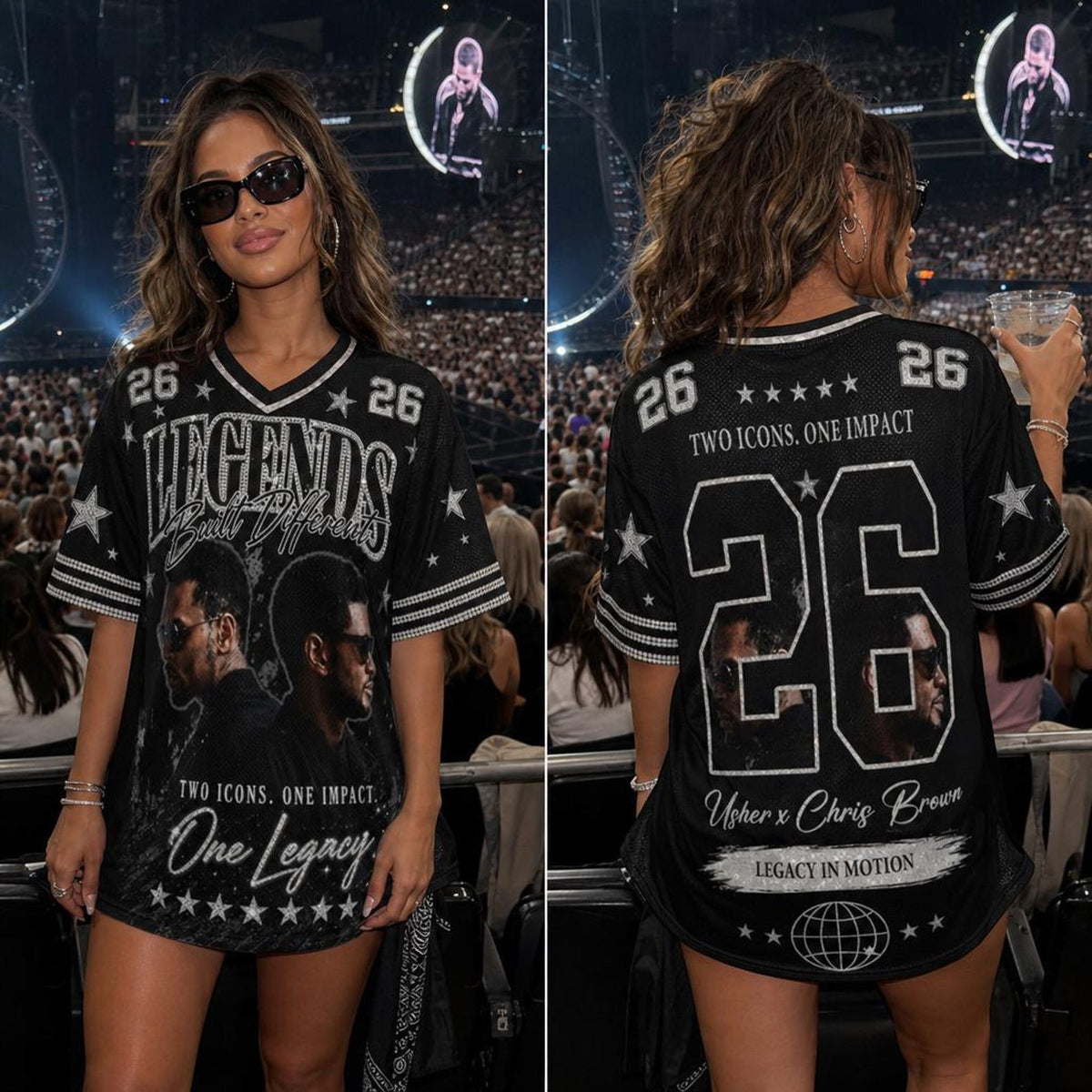 Usher Chris Brown RNB Tour 2026 V-Neck Shirt Usher Raymond Merch Best Gift Ideas - Foxy23shop