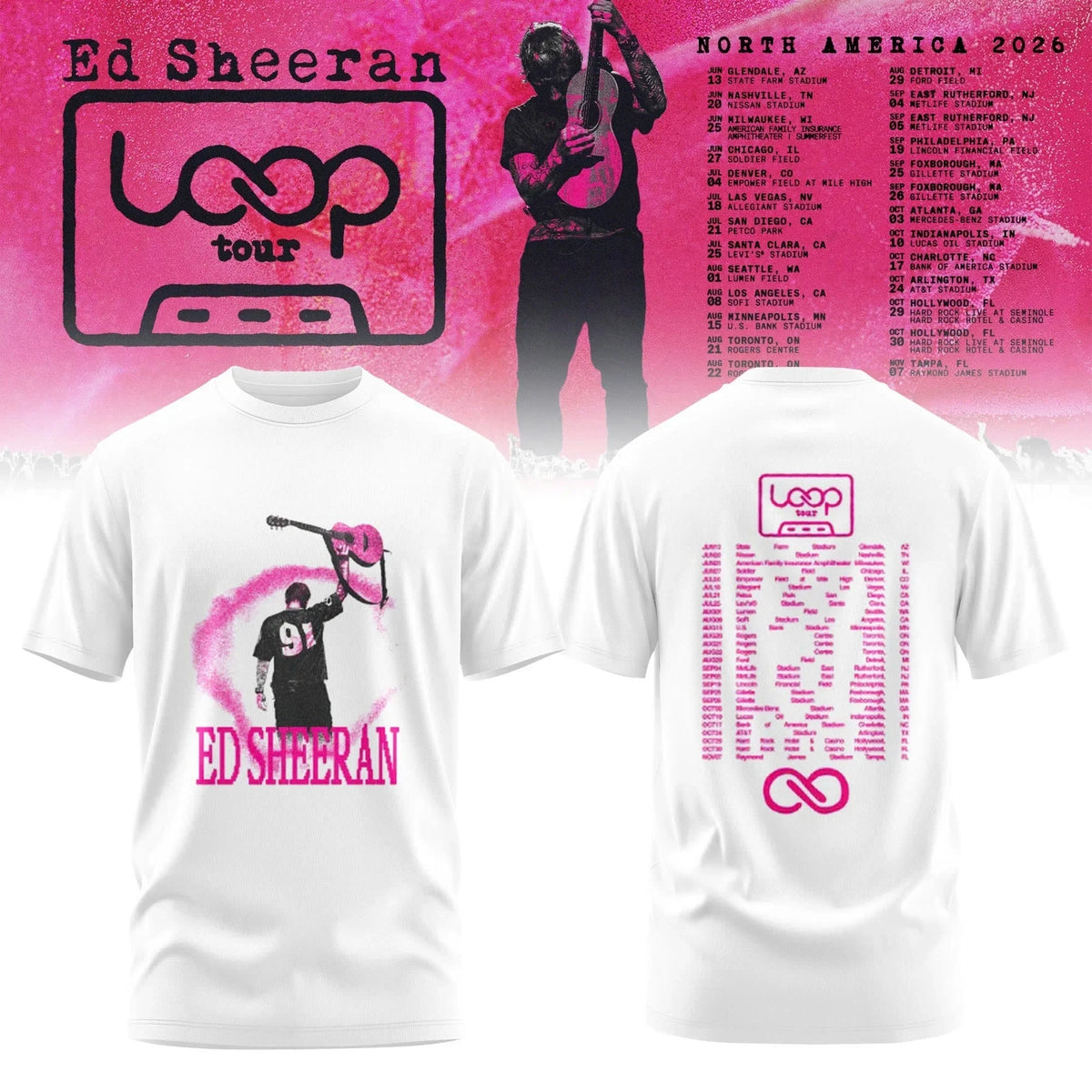Ed Sheeran Merch Loop Tour North America 2026 T-Shirt Best Gift For Ed Sheeran Fans - Foxy23shop