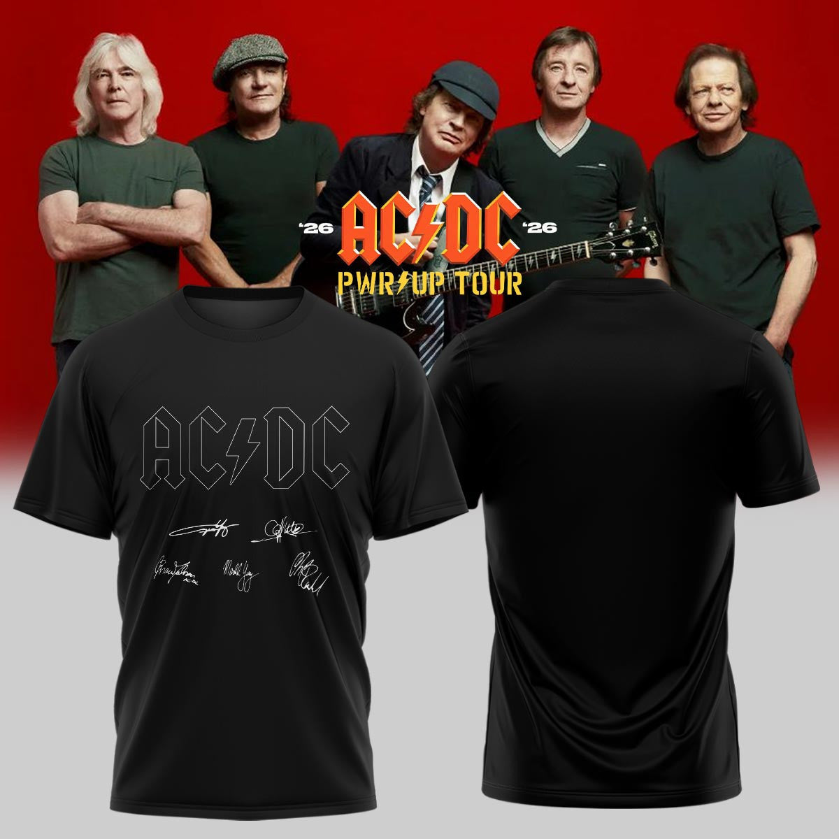 ACDC Merch Power Up Tour 2026 T-Shirt ACDC Clothes Best Gift For Music Lovers - Foxy23shop