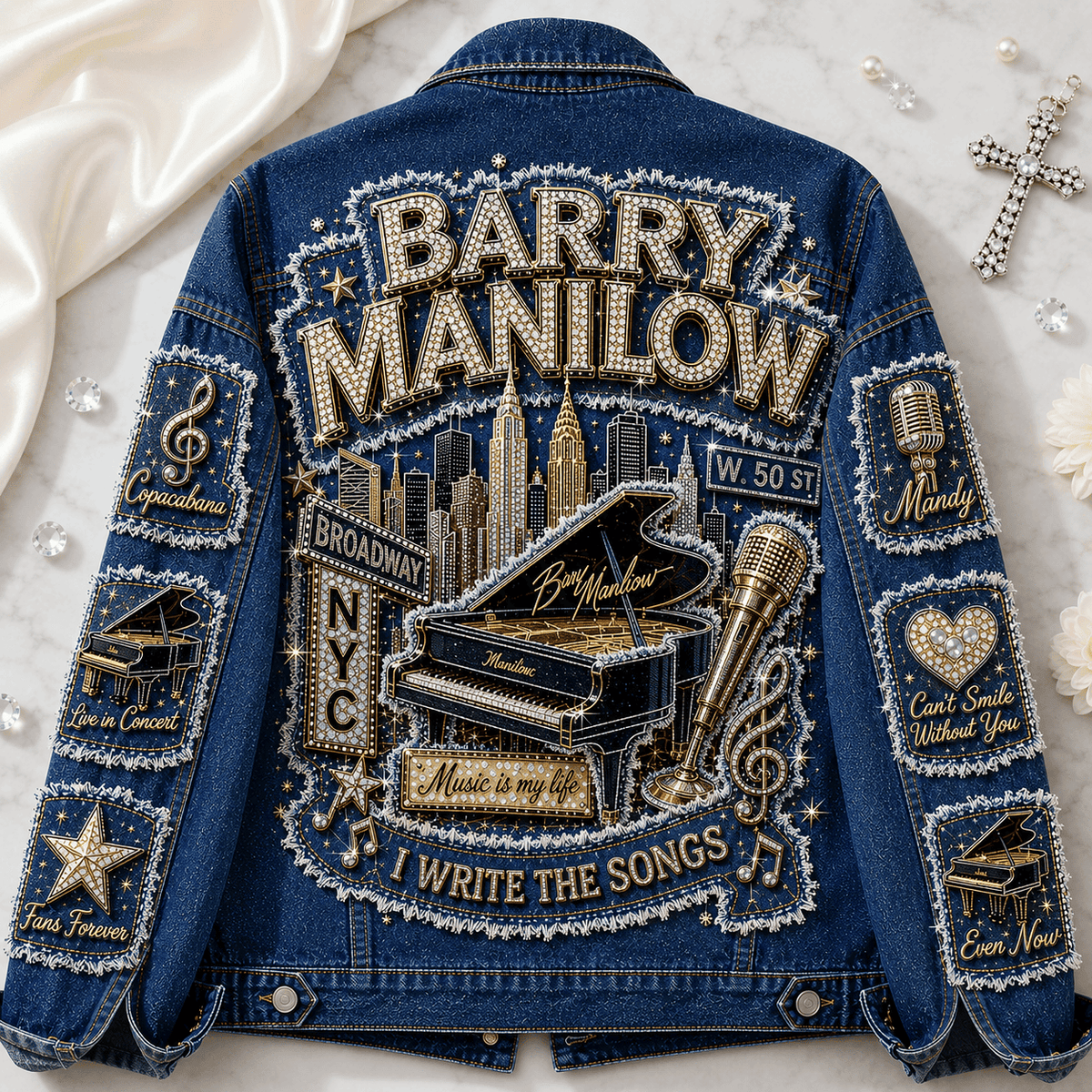 Barry Manilow Broadway Music Is My Life Denim Jacket Barry Manilow Merch Gift For Pop Fans - Foxy23shop