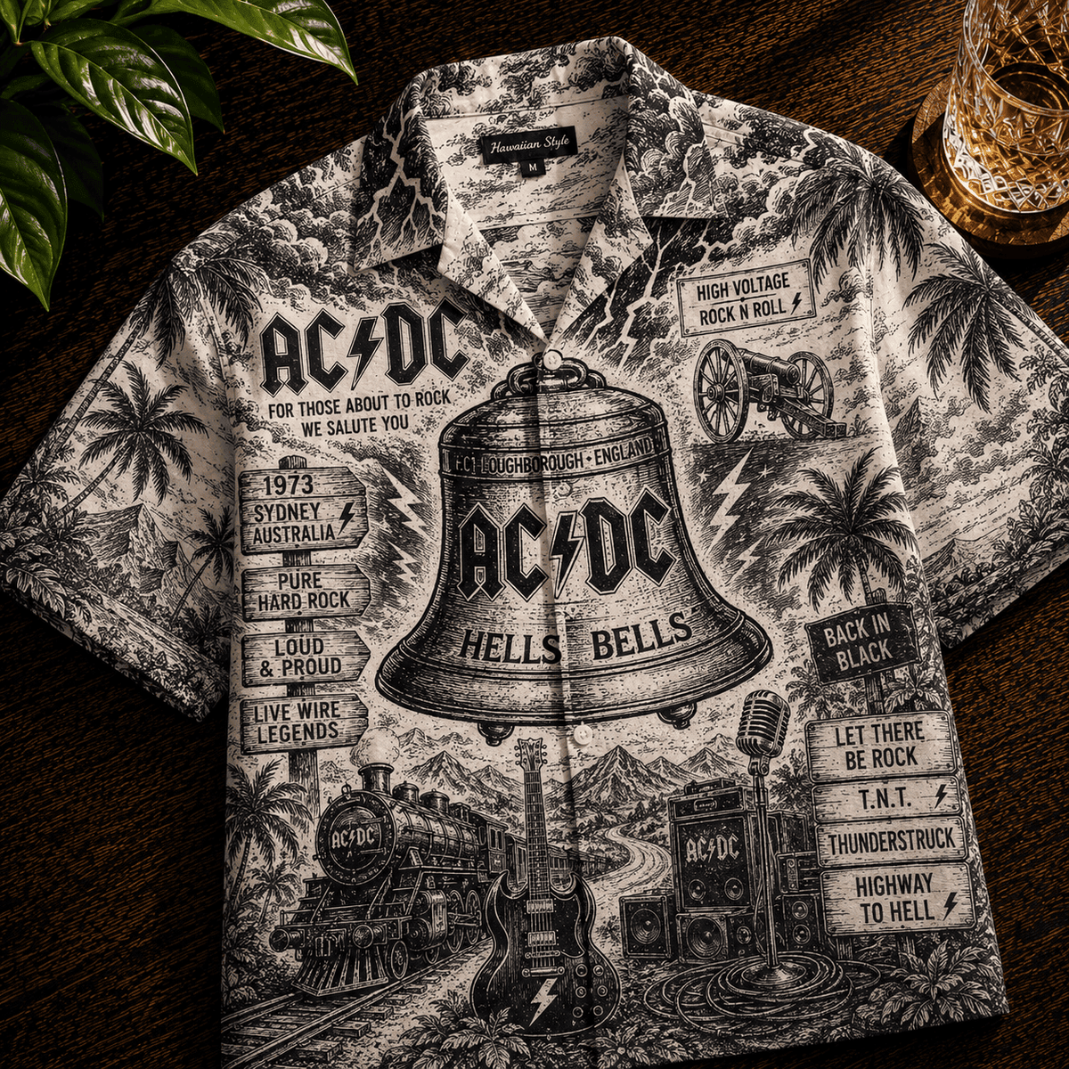 AC DC Hard Rock Band Vintage Hawaiian Shirt ACDC Merch Gift For Rockers - Foxy23shop