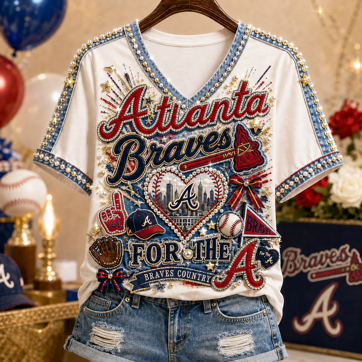 Atlanta Braves Merch For The A V-Neck Shirt Baseball Lover Gift Ideas - Foxy23shop