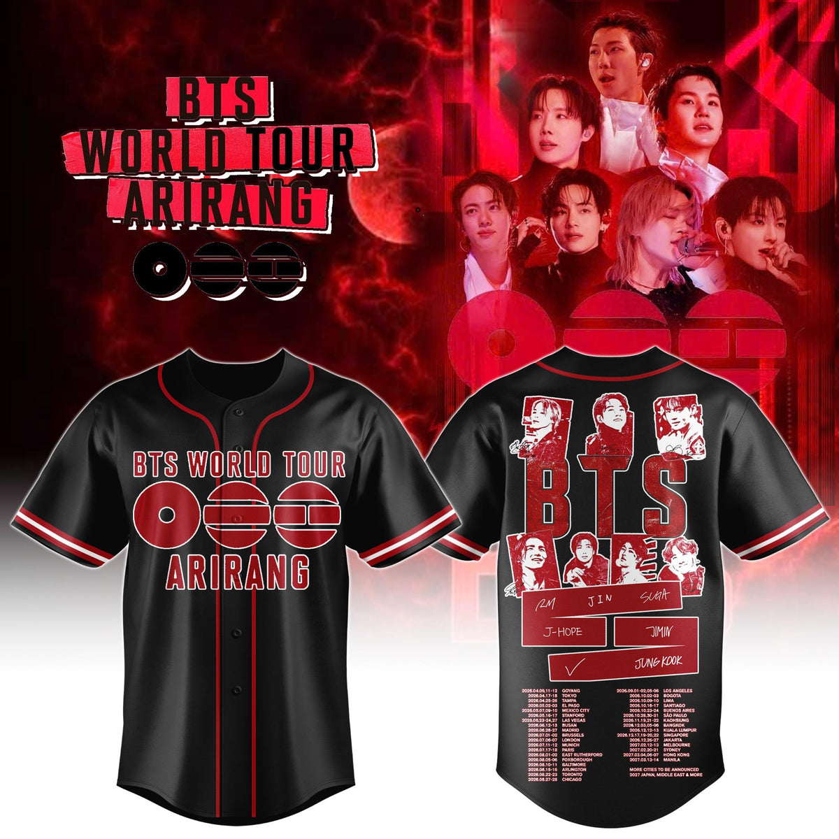 BTS Merch Arirang World Tour 2026 Jersey BTS Apparel Unique Gift For Army - Foxy23shop