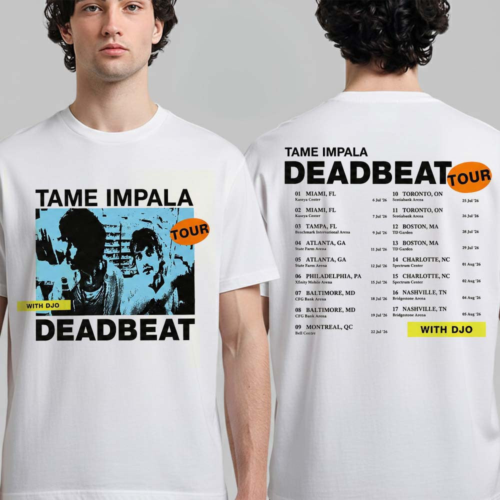 Tame Impala N Djo Deadbeat Tour 2026 Merch Duo Portrait With Dates T-Shirt Music Fan Gifts - Foxy23shop