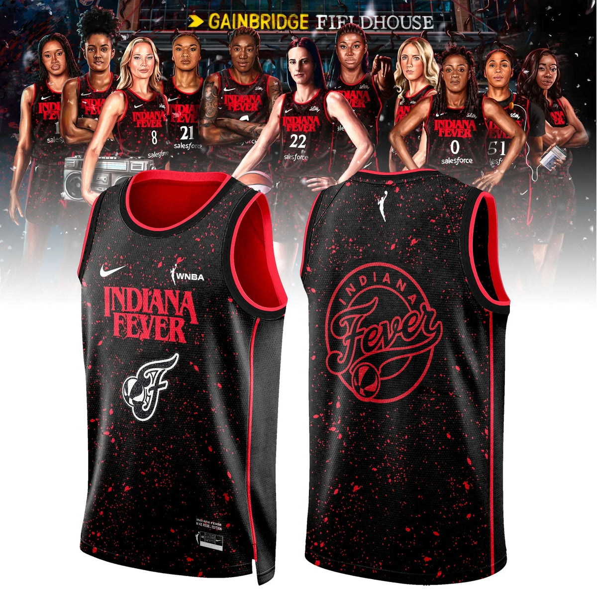 Stranger Things x Indiana Fever Basketball Jersey Indiana Fever Clothing Unique Fan Gears - Foxy23shop