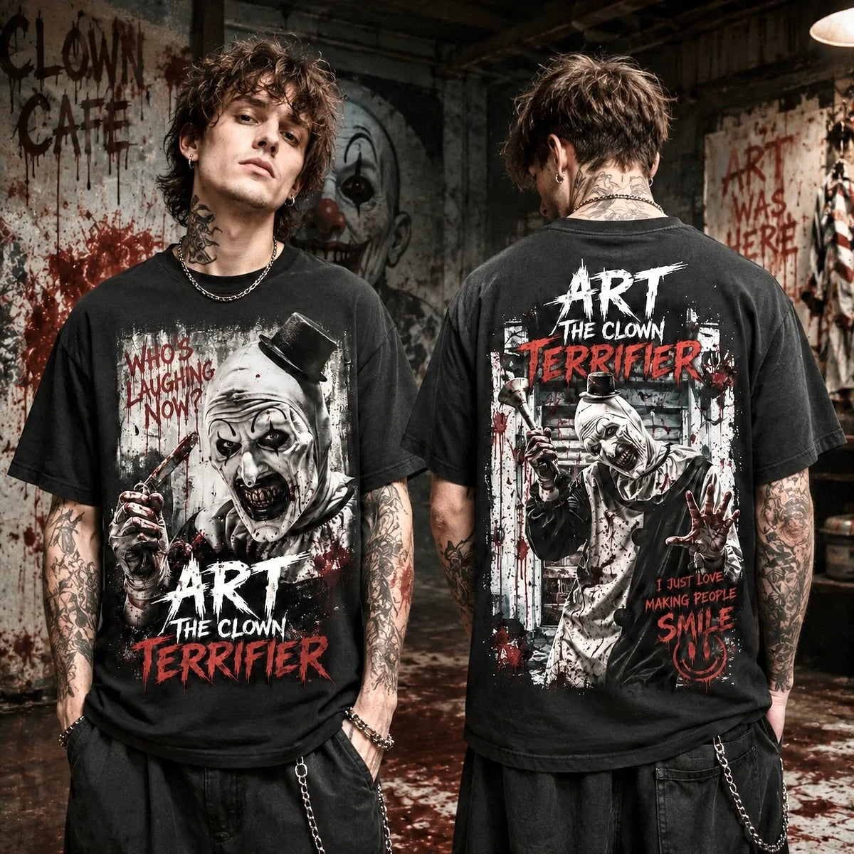 Art The Clown Terrifier Halloween T-Shirt Horror Movie Merch Halloween Gift For Him - Foxy23shop