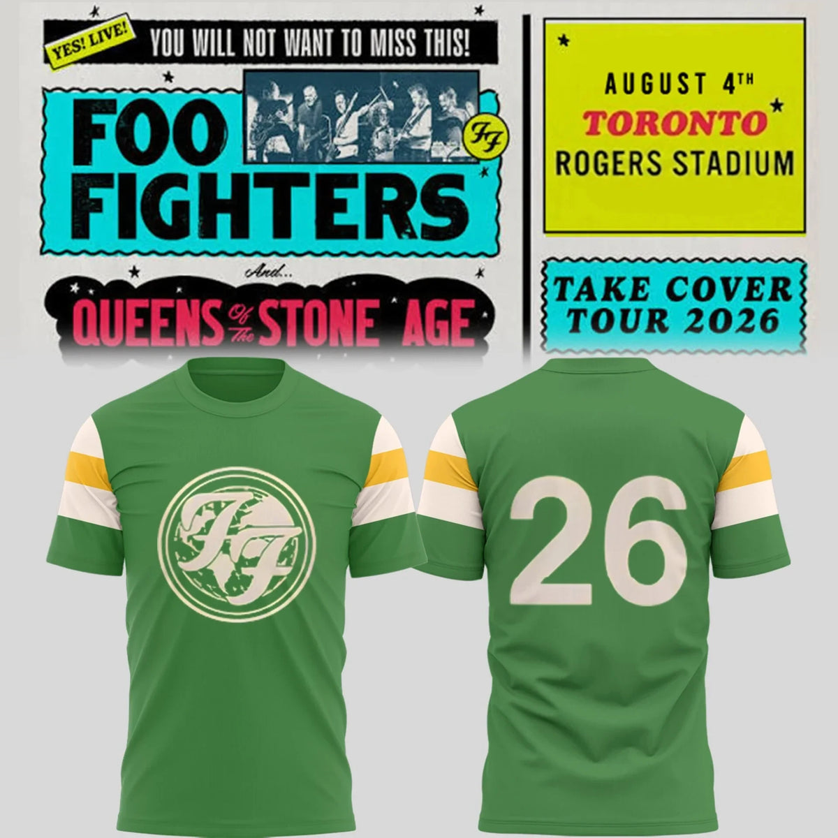 Foo Fighters Merch Take Cover Tour 2026 Shirt Foo Fighters Music Concert Outfits - Foxy23shop