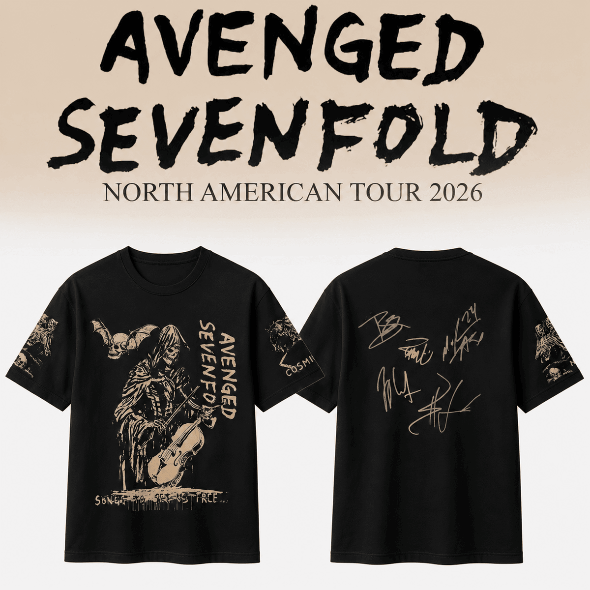 Avenged Sevenfold Merch North American Tour 2026 Signature Shirt Avenged Sevenfold Music Apparel - Foxy23shop