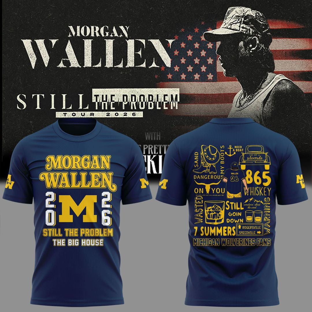 Morgan Wallen Merch x Michigan Wolverines Still The Problem Tour 2026 T-Shirt Music Fan Gear - Foxy23shop