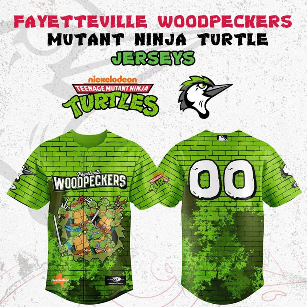 Custom Fayetteville Woodpeckers Teenage Mutant Ninja Turtle 2026 Baseball Jersey Best Gift For Baseball Fans - Foxy23shop