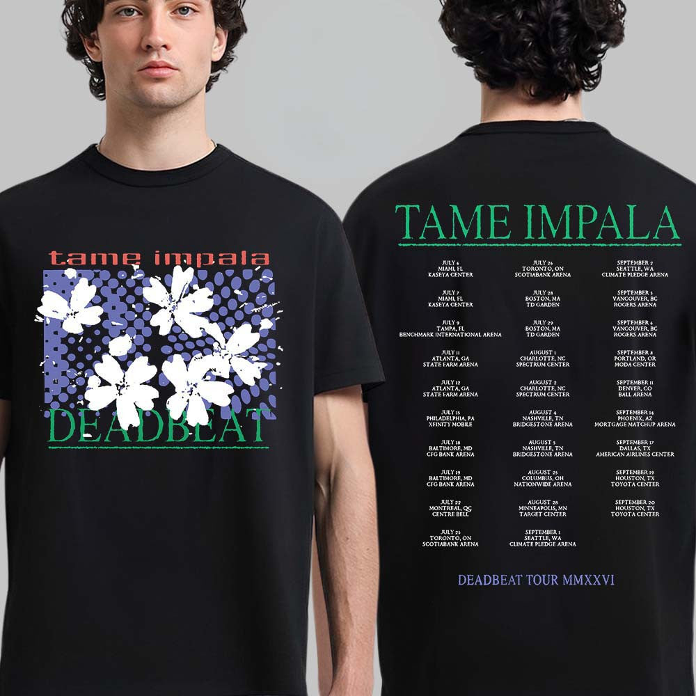 Tame Impala With Djo Deadbeat Tour 2026 Merch Flower T-Shirt Best Gift For Music Lovers - Foxy23shop