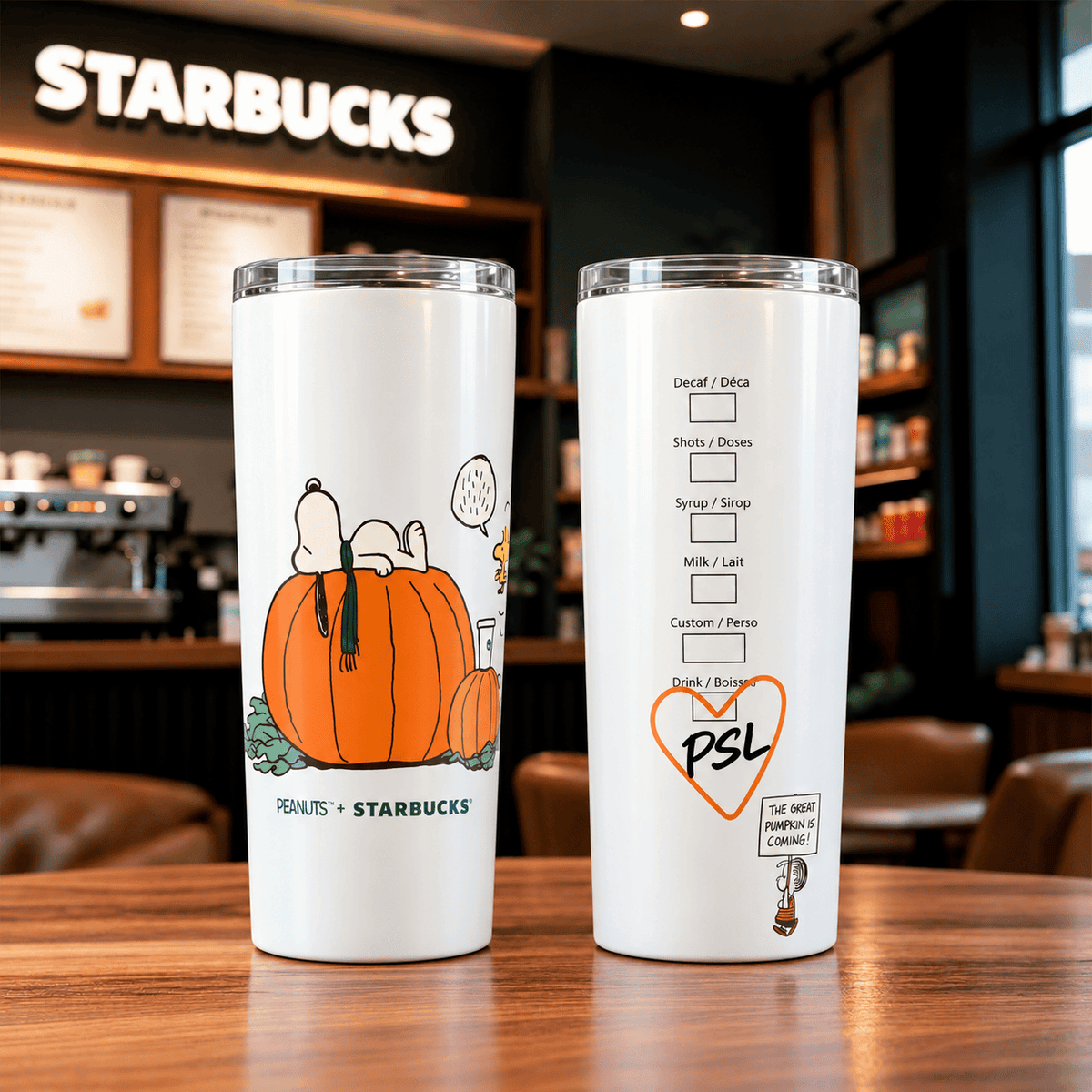 Starbucks x Peanuts Snoopy Great Pumpkin Tumbler Starbuck Travel Tumbler Coffee Lovers Gift - Foxy23shop