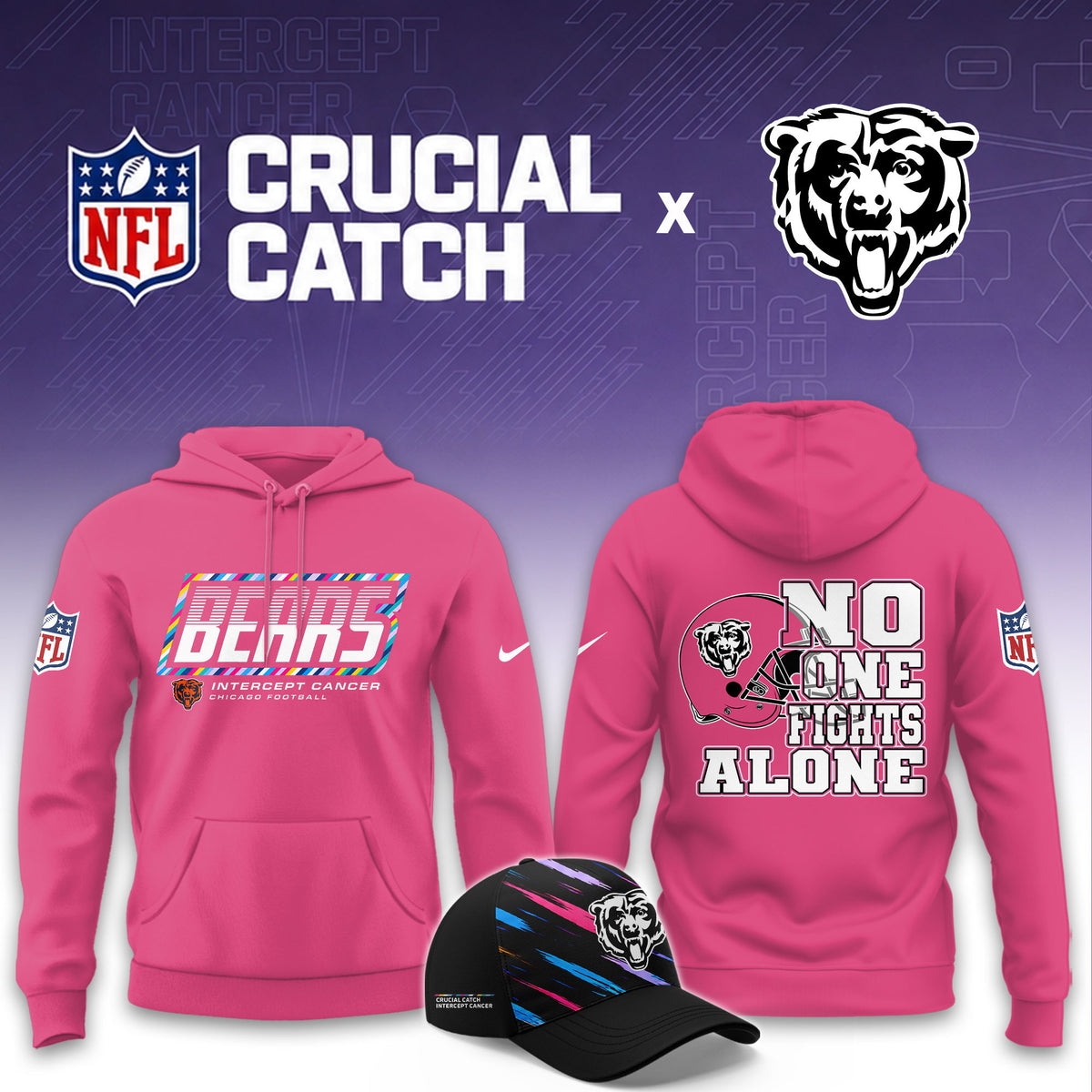 Chicago Bears x Breast Cancer Awareness 2026 NFL Crucial Catch Hoodie Bears Fans Gifts - Foxy23shop