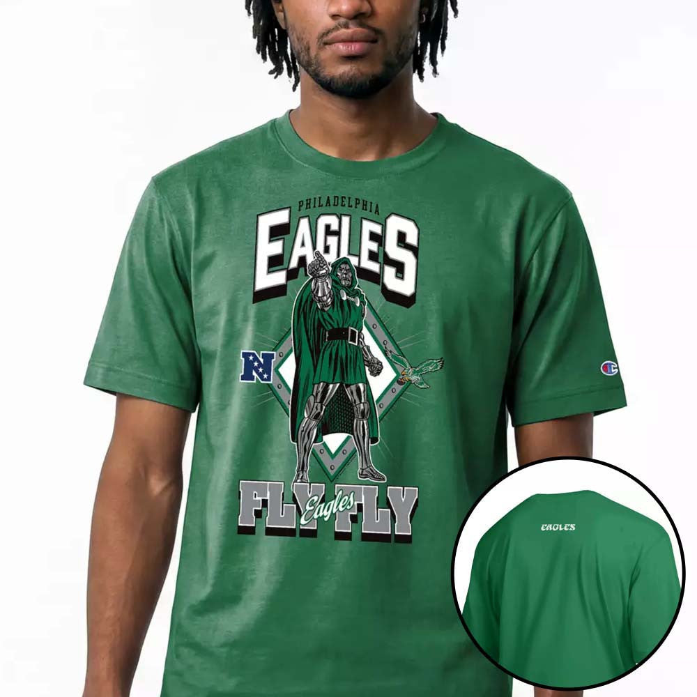 Disney X NFL Champion x Philadelphia Eagles Marvel Dr Doom Shirt Philadelphia Eagles Gears - Foxy23shop