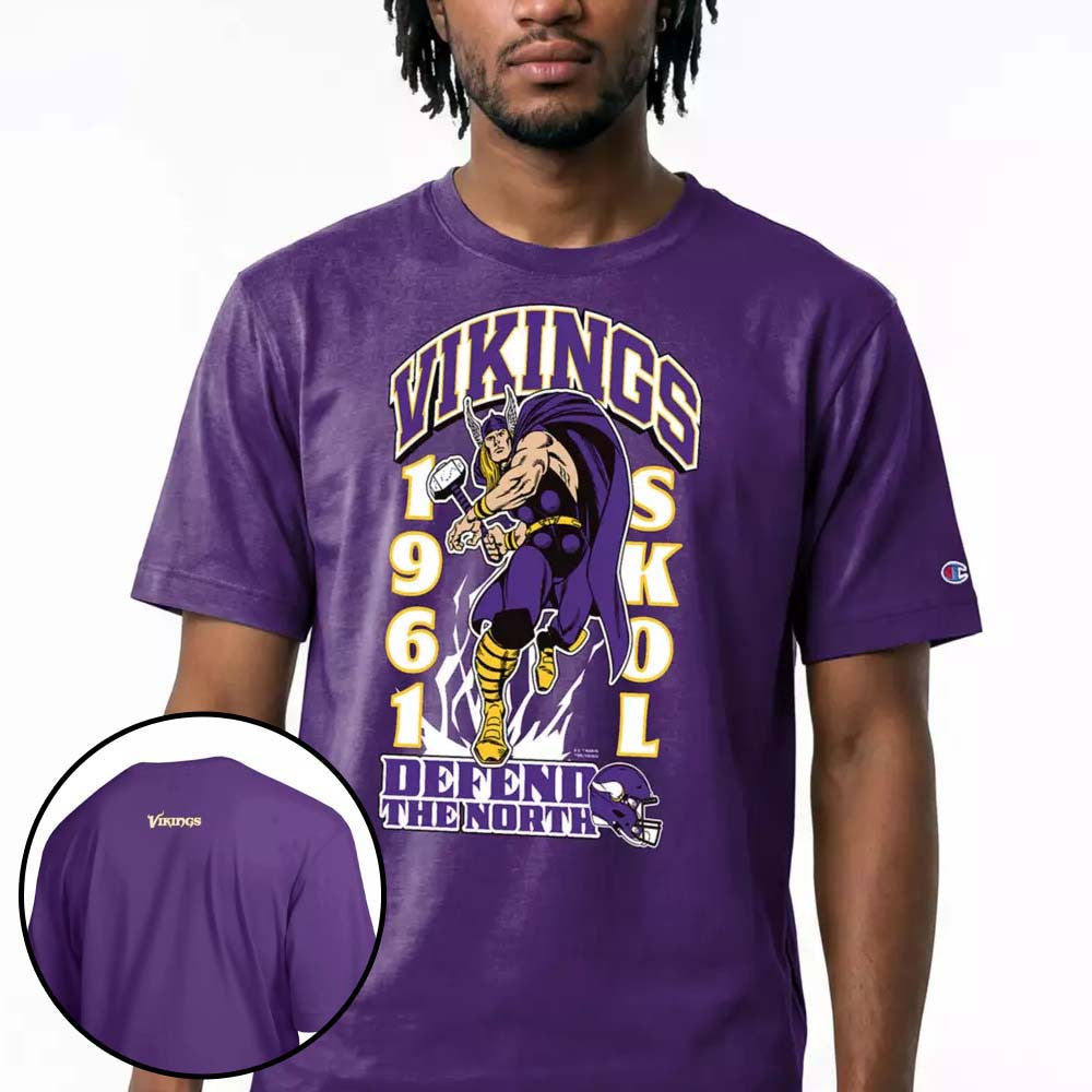 Disney X NFL Champion x Minnesota Vikings Marvel Thor T-Shirt Minnesota Vikings Gears Gifts For Fans - Foxy23shop