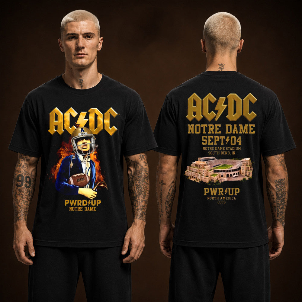 ACDC PWR UP South Bend IN 2026 At Notre Dame Stadium Shirt AC DC Concert Outfits - Foxy23shop