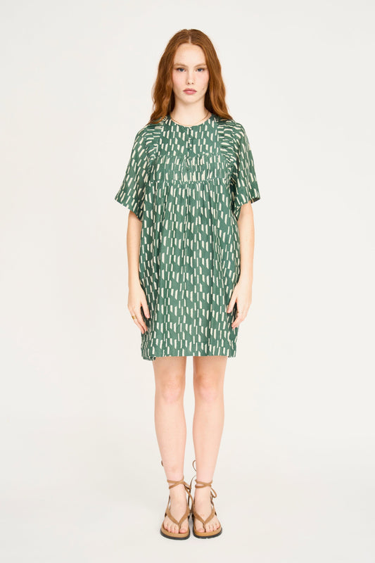Cotton short dress on a hanger in store