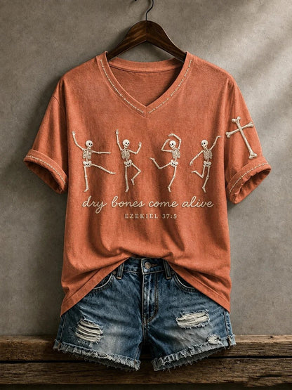 Dry Bones Come Alive V-Neck Shirt Halloween Themed Apparel Gift For Friend - Foxy23shop