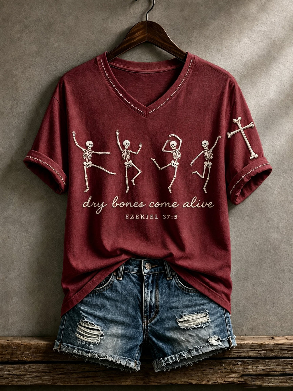 Dry Bones Come Alive V-Neck Shirt Halloween Themed Apparel Gift For Friend - Foxy23shop