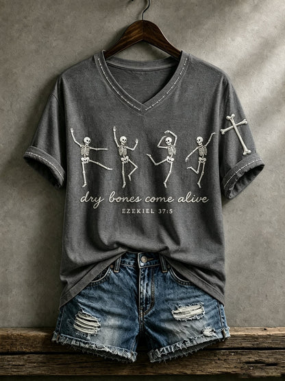 Dry Bones Come Alive V-Neck Shirt Halloween Themed Apparel Gift For Friend - Foxy23shop