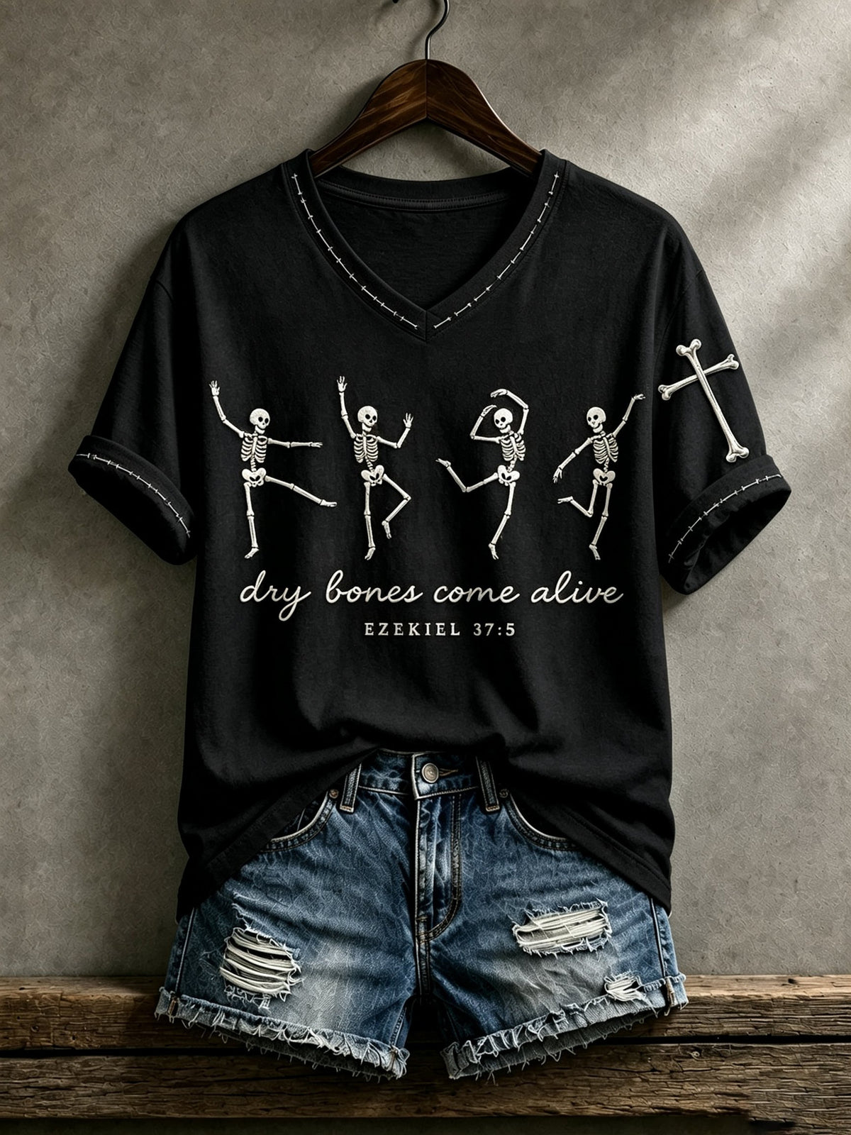 Dry Bones Come Alive V-Neck Shirt Halloween Themed Apparel Gift For Friend - Foxy23shop