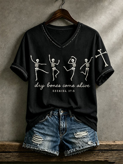 Dry Bones Come Alive V-Neck Shirt Halloween Themed Apparel Gift For Friend - Foxy23shop