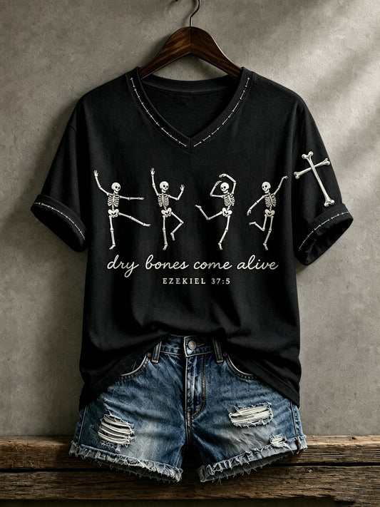 Dry Bones Come Alive V-Neck Shirt Halloween Themed Apparel Gift For Friend - Foxy23shop