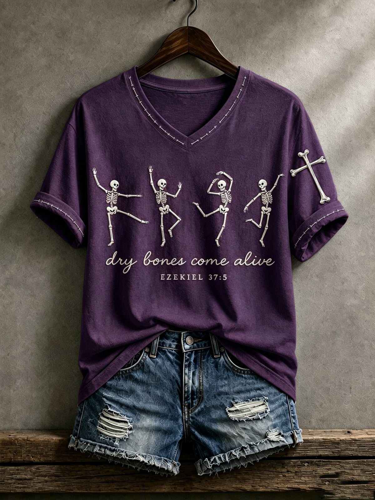 Dry Bones Come Alive V-Neck Shirt Halloween Themed Apparel Gift For Friend - Foxy23shop