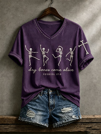 Dry Bones Come Alive V-Neck Shirt Halloween Themed Apparel Gift For Friend - Foxy23shop