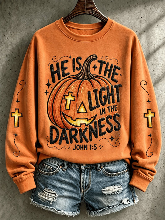 He Is The Light In The Darkness John 15 Sweatshirt Halloween Gift Ideas For Adults - Foxy23shop