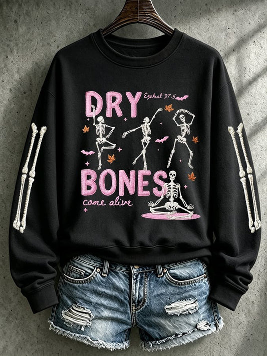 Dry Bones Come Alive Sweatshirt Gothic Skeleton Ballerina Clothes Halloween Gift - Foxy23shop