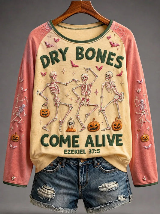Dry Bones Come Alive Long Sleeve Shirt Halloween Themed Clothes Gift For Friend - Foxy23shop