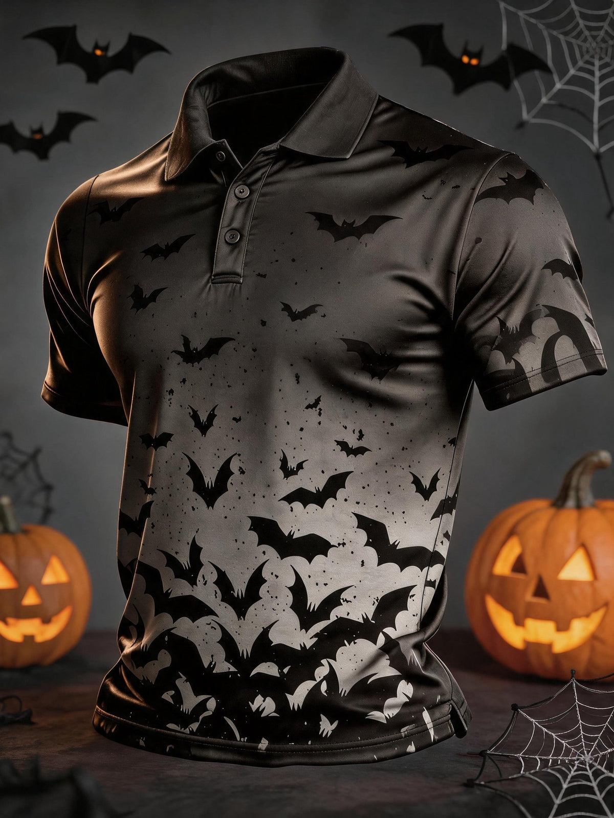 Vintage Bats Halloween Polo Shirt Gothic Spooky Season Clothes Gift For Husband - Foxy23shop