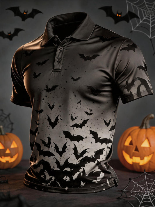 Vintage Bats Halloween Polo Shirt Gothic Spooky Season Clothes Gift For Husband - Foxy23shop