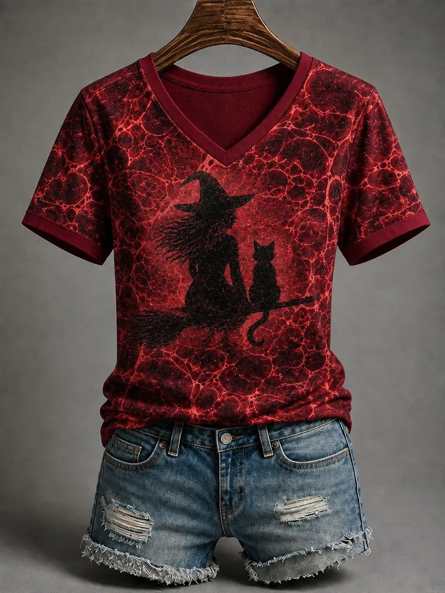 Witch Era V-Neck Shirt Spooky Sorceress Apparel Halloween Themed Gifts - Foxy23shop